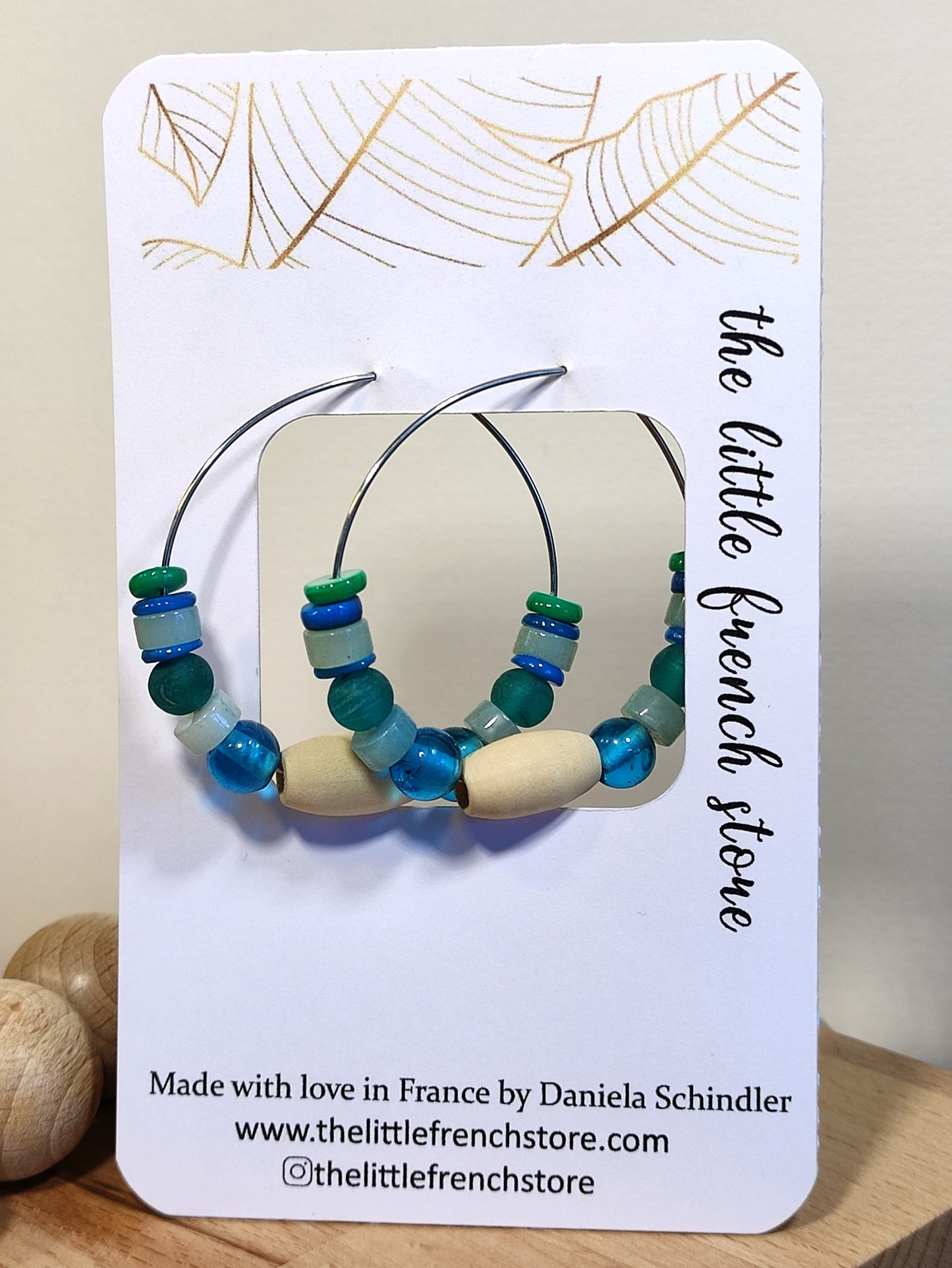 Glass bead hoop earrings