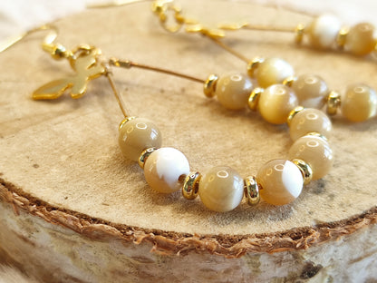 Créoles en perles naturelles de coquillage