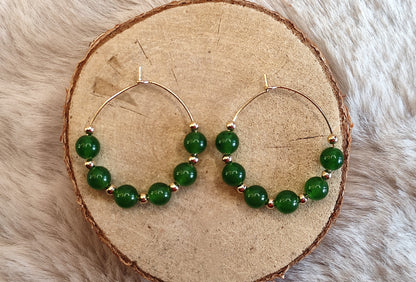 Créoles en perles naturelles de Jade