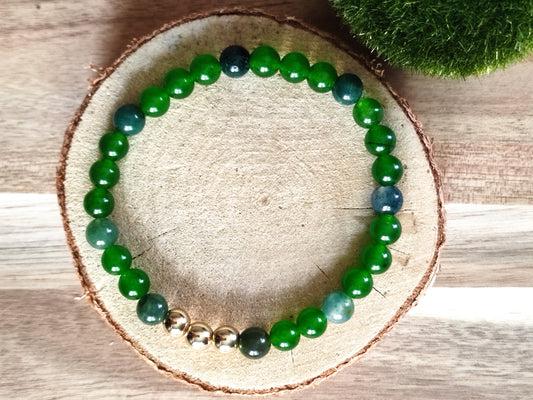 Green JADE and MOSS AGATE bracelet