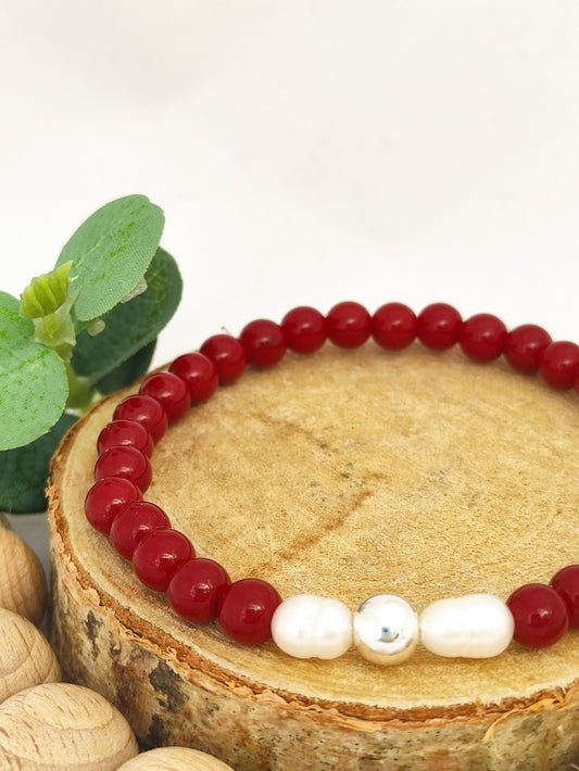 Natural RED CORAL stone bracelet