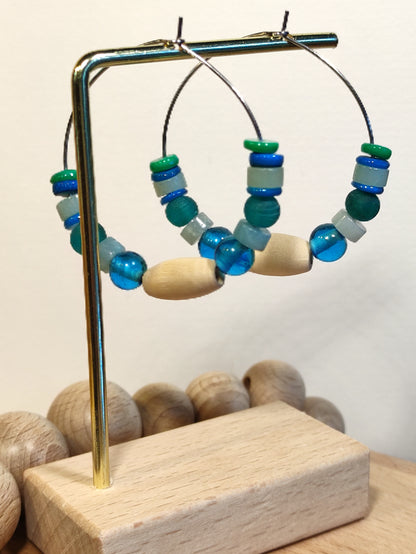 Glass bead hoop earrings