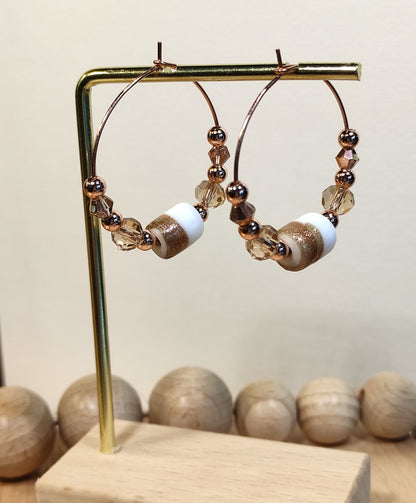 Glass bead hoop earrings