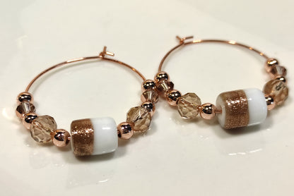 Glass bead hoop earrings