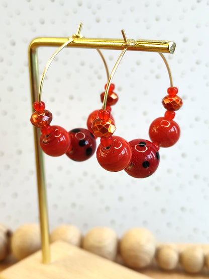 Glass bead hoop earrings