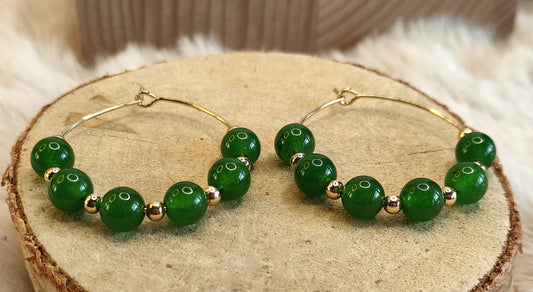 Natural Jade pearl hoop earrings